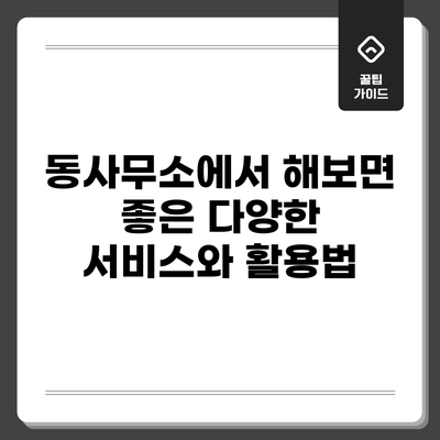 동사무소에서 해보면 좋은 다양한 서비스와 활용법