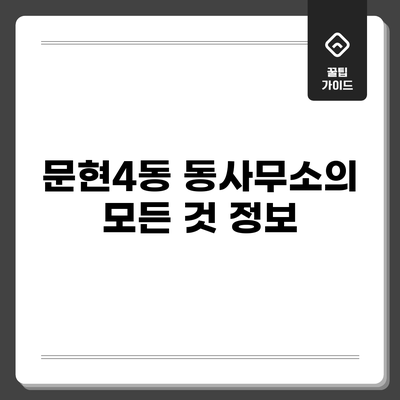 문현4동 동사무소의 모든 것: 정보