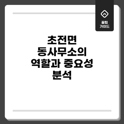 초전면 동사무소의 역할과 중요성 분석