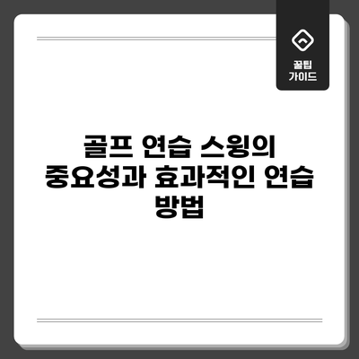 골프 연습 스윙의 중요성과 효과적인 연습 방법